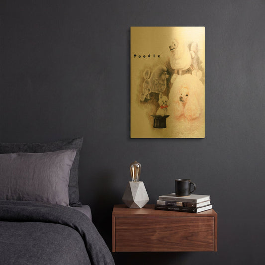 'Poodle 2' By Barbara Keith Gold Metal Wall Art
