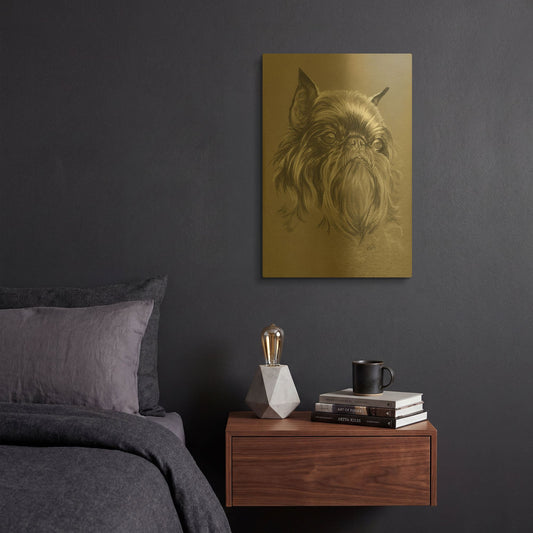 'Brussels Griffon 2' By Barbara Keith Gold Metal Wall Art