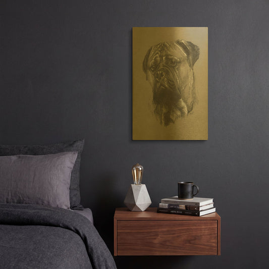 'Bull Mastiff' By Barbara Keith Gold Metal Wall Art