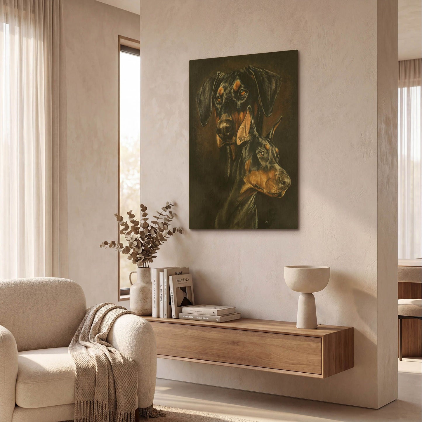 'Doberman Pinscher 2' By Barbara Keith Gold Metal Wall Art