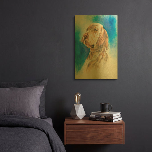 'English Setter' By Barbara Keith Gold Metal Wall Art