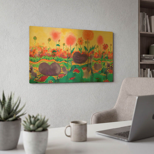 'The Field' By Carissa Luminess Gold Metal Wall Art