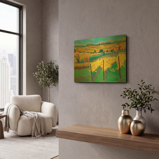 'Autumn Vineyard' By Carissa Luminess Gold Metal Wall Art