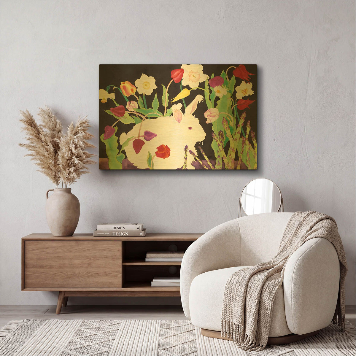 'Phoebe with Asparagus' By Carissa Luminess Gold Metal Wall Art