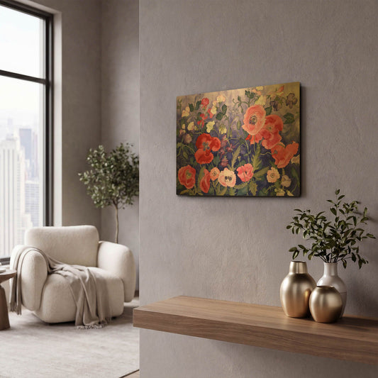 'Poppies and Sweet' By Carissa Luminess Gold Metal Wall Art