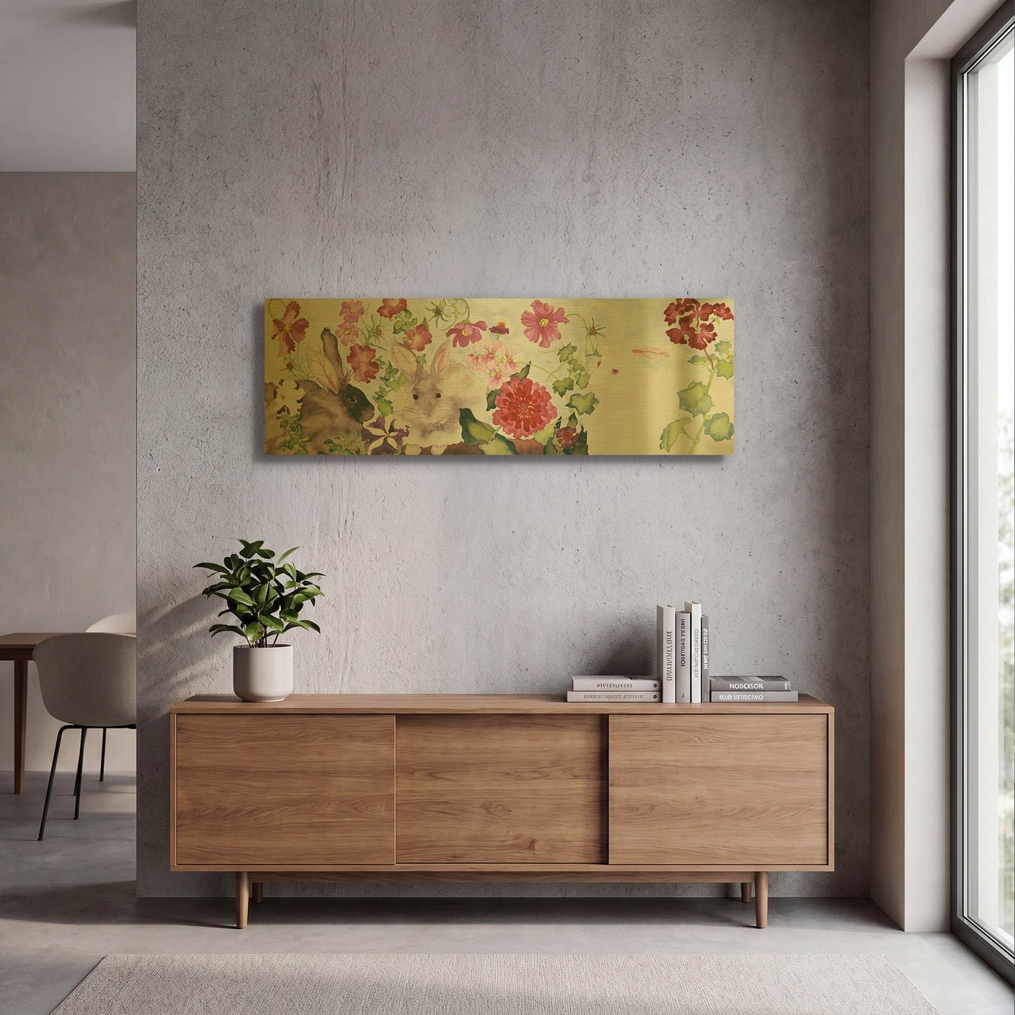 'Rabbit Family' By Carissa Luminess Gold Metal Wall Art
