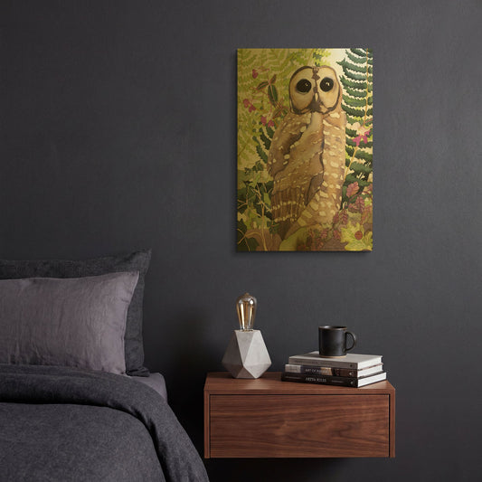 'Spotted Owl' By Carissa Luminess Gold Metal Wall Art