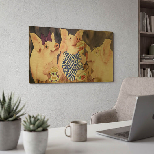 'Tea for Three' By Carissa Luminess Gold Metal Wall Art