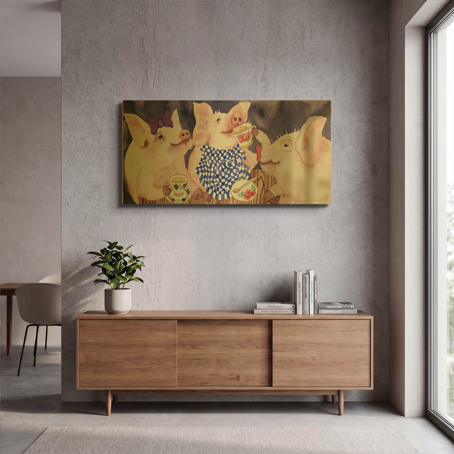 'Tea for Three' By Carissa Luminess Gold Metal Wall Art