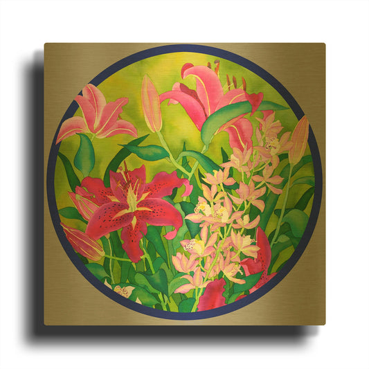 'Lilly Love-Circle' By Carissa Luminess Gold Metal Wall Art