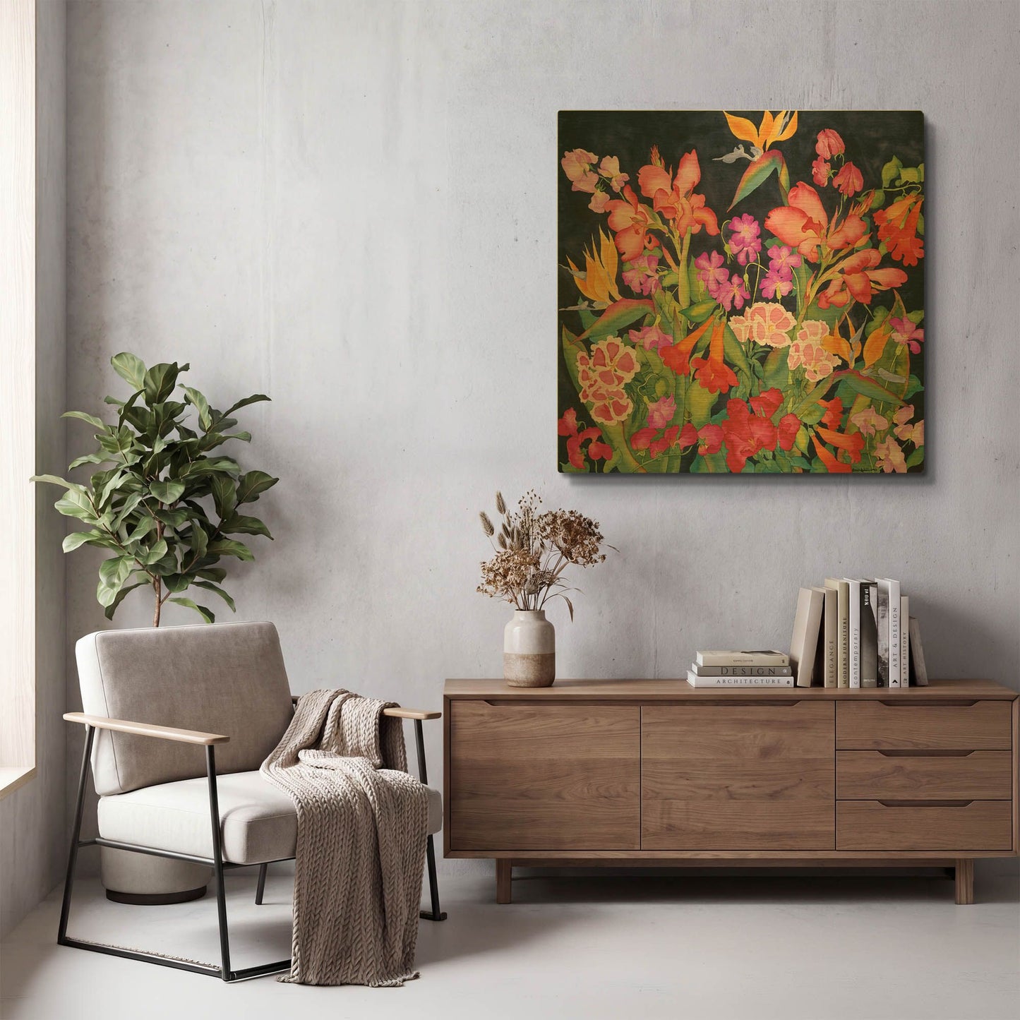 'Secret Garden - Square' By Carissa Luminess Gold Metal Wall Art