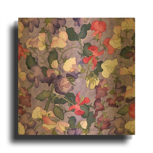 'Sweet peas pattern-light' By Carissa Luminess Gold Metal Wall Art
