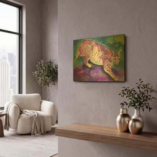 'Bobcat' By Carissa Luminess Gold Metal Wall Art
