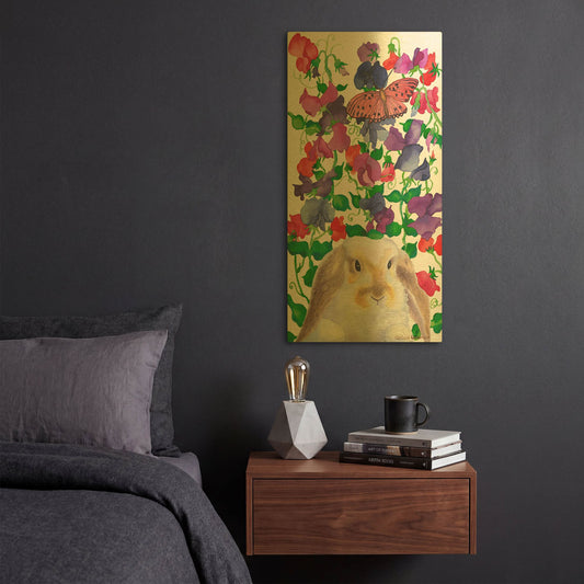 'Bunny Love' By Carissa Luminess Gold Metal Wall Art