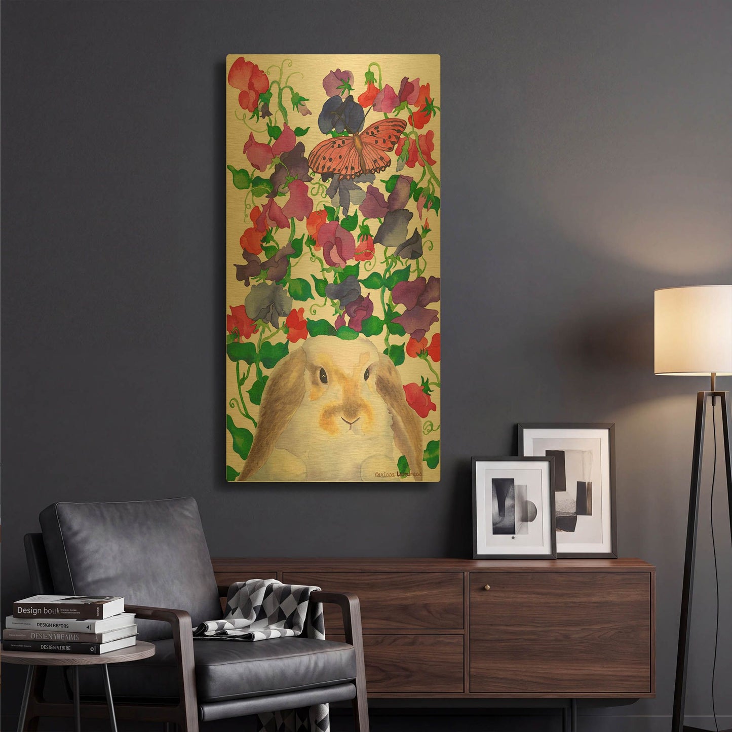'Bunny Love' By Carissa Luminess Gold Metal Wall Art
