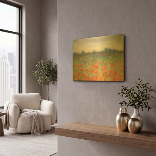 'Poppy Meadow' By Carissa Luminess Gold Metal Wall Art