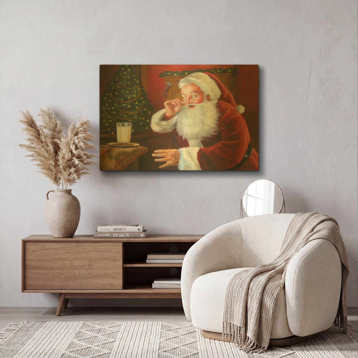 'Santa Milk And Cookies' By David Lindsley Gold Metal Wall Art