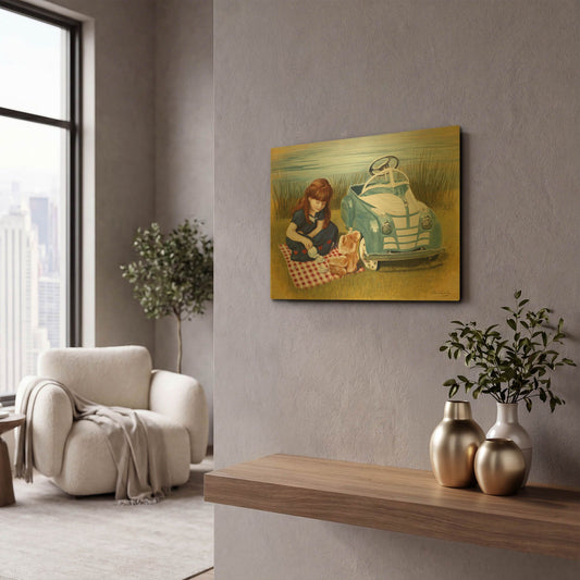 '1938 Steelcraft Oldsmobile' By David Lindsley Gold Metal Wall Art