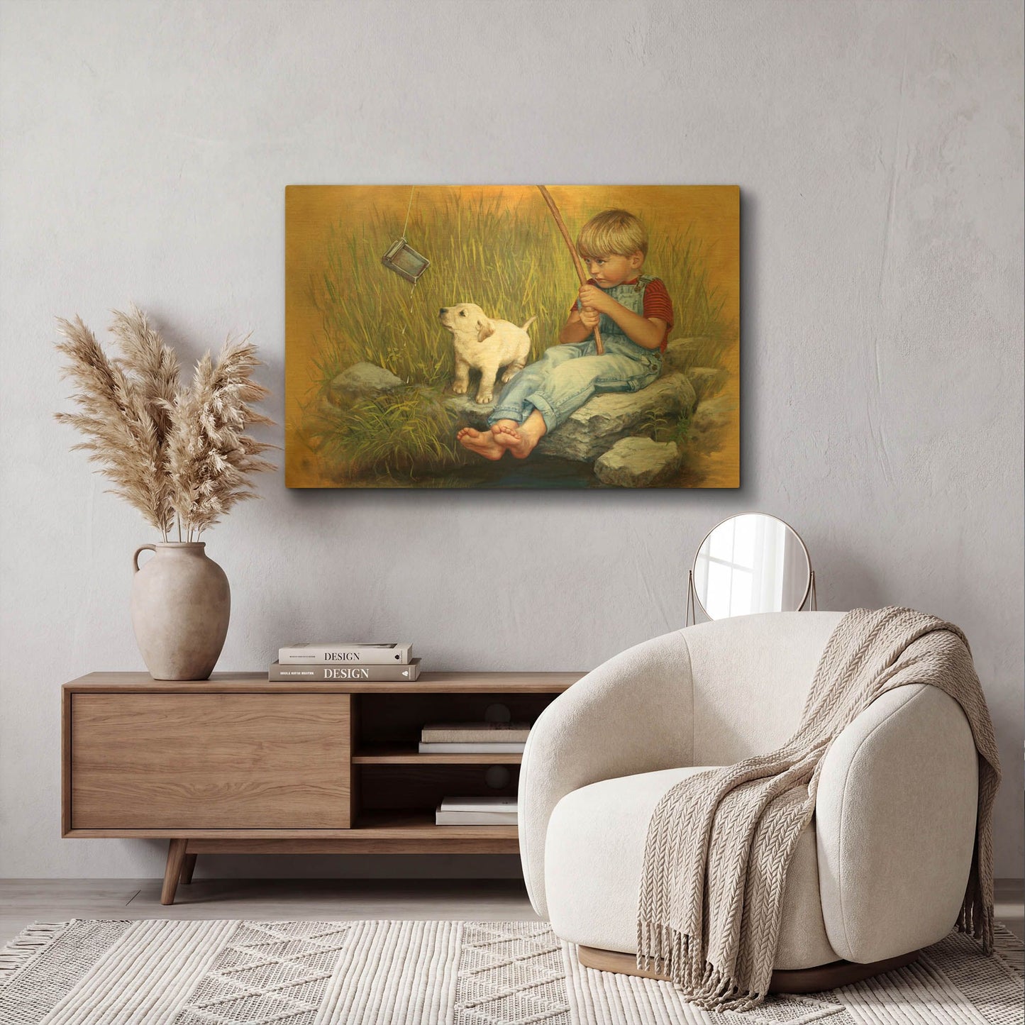 'Fishing Blues' By David Lindsley Gold Metal Wall Art
