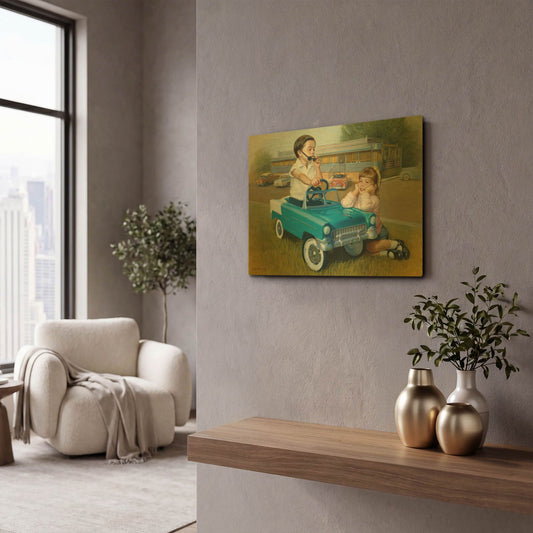 '55 Classic' By David Lindsley Gold Metal Wall Art