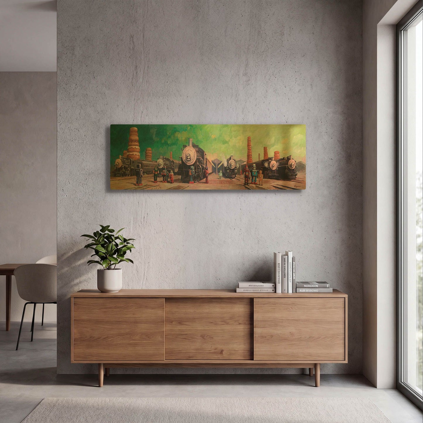 'Trainyard' By Eric Joyner Gold Metal Wall Art