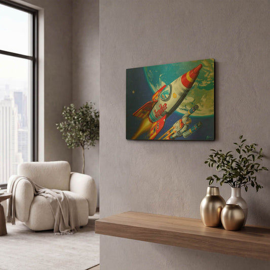'Space Patrol 2' By Eric Joyner Gold Metal Wall Art