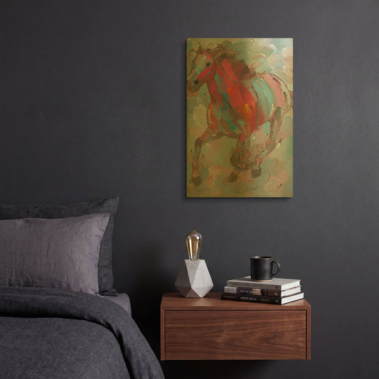 'Red Runner' By Hooshang Khorasani Gold Metal Wall Art