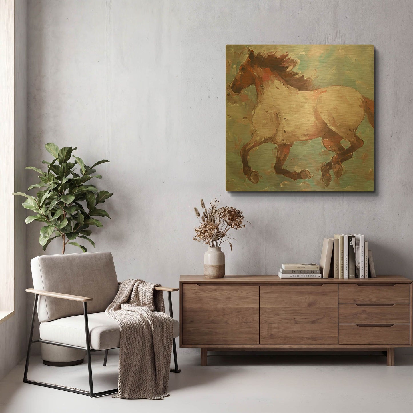 'Roan Runner' By Hooshang Khorasani Gold Metal Wall Art