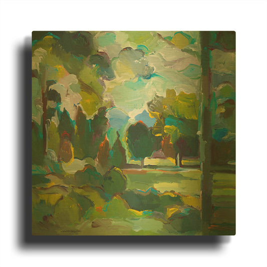 'Valley of Green' By Hooshang Khorasani Gold Metal Wall Art