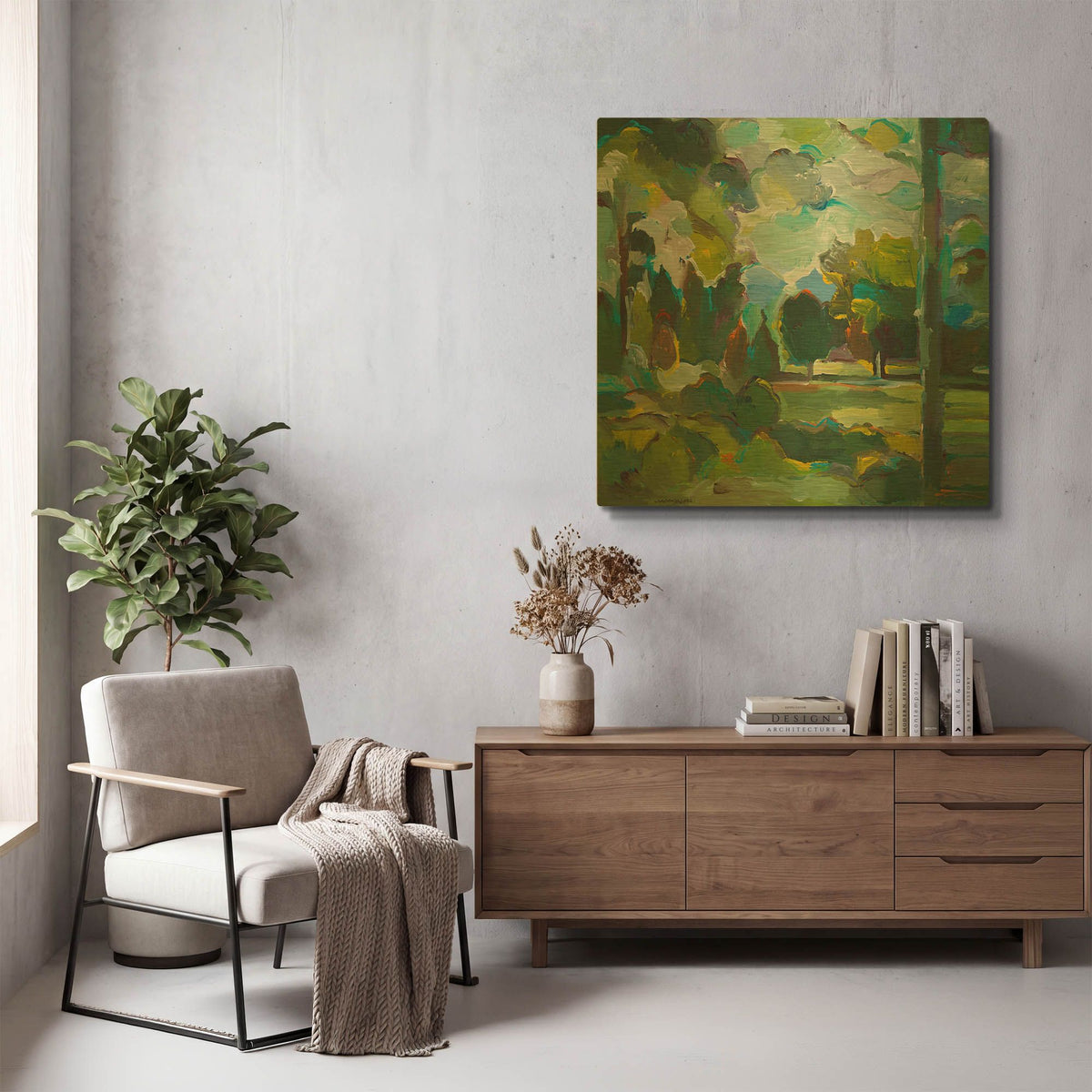 'Valley of Green' By Hooshang Khorasani Gold Metal Wall Art
