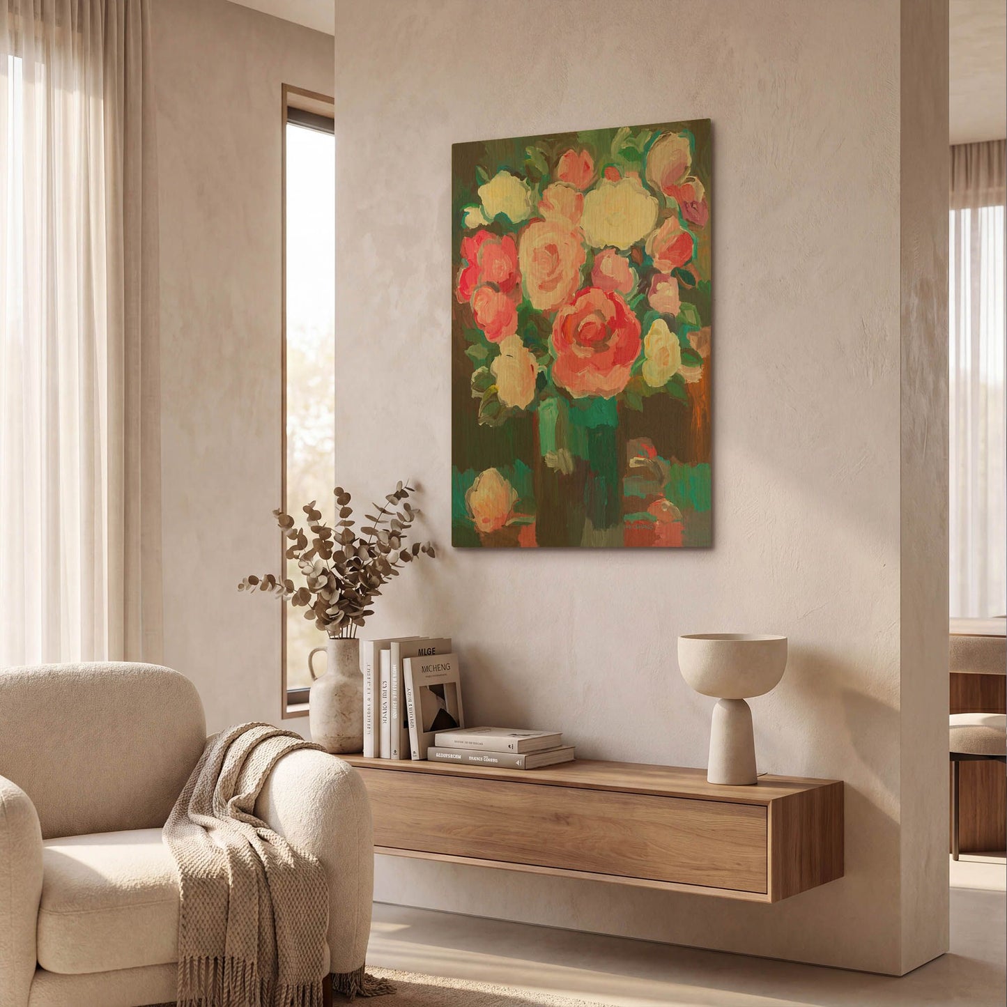 'Rose Garden' By Hooshang Khorasani Gold Metal Wall Art