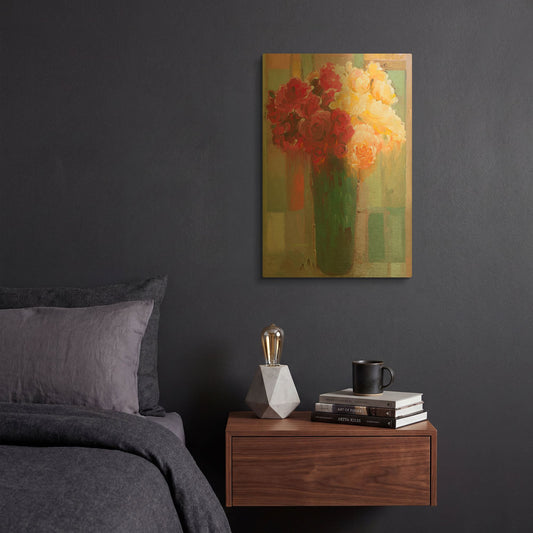 'Poetic Bouquet' By Hooshang Khorasani Gold Metal Wall Art