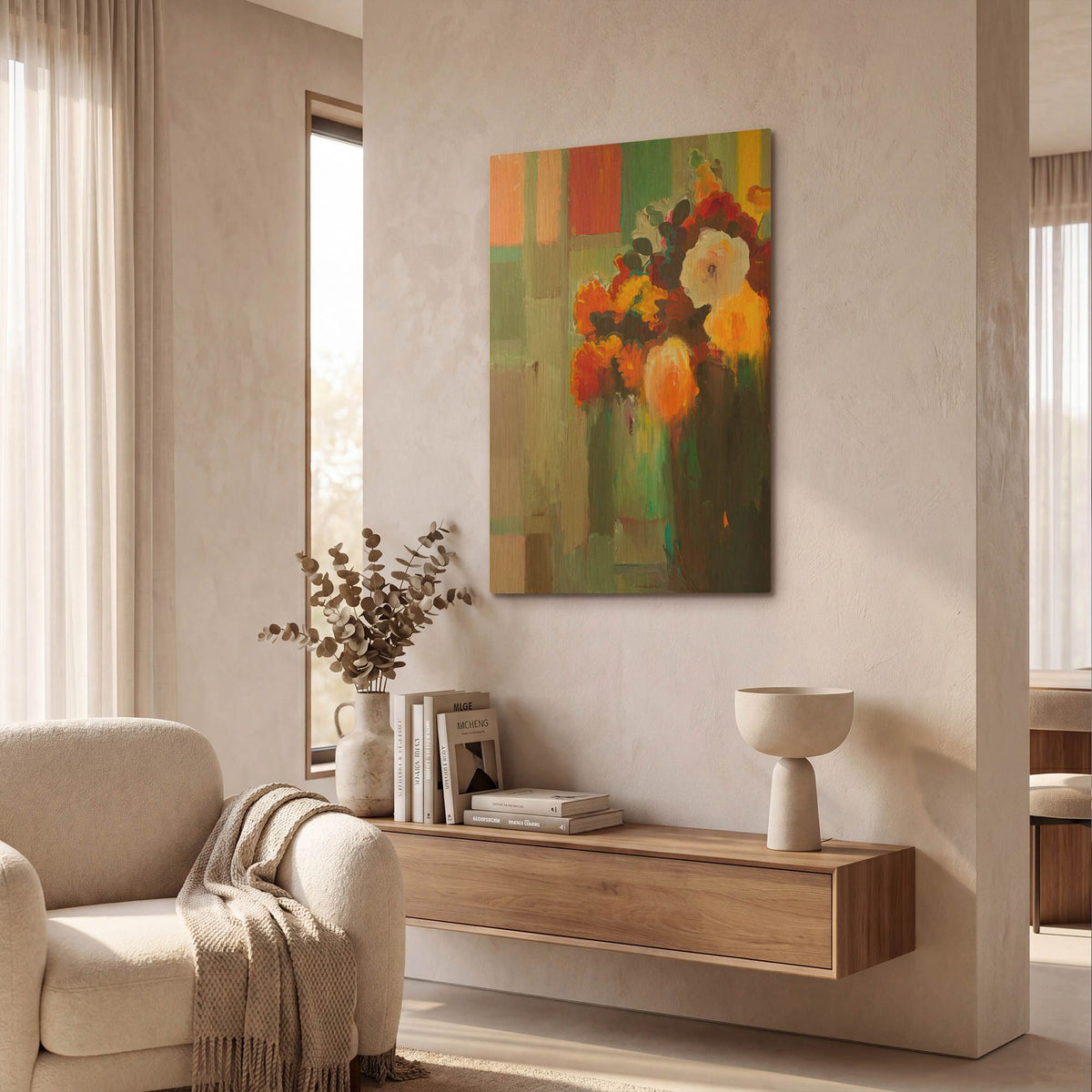 'Asymmetrical Bouquet' By Hooshang Khorasani Gold Metal Wall Art