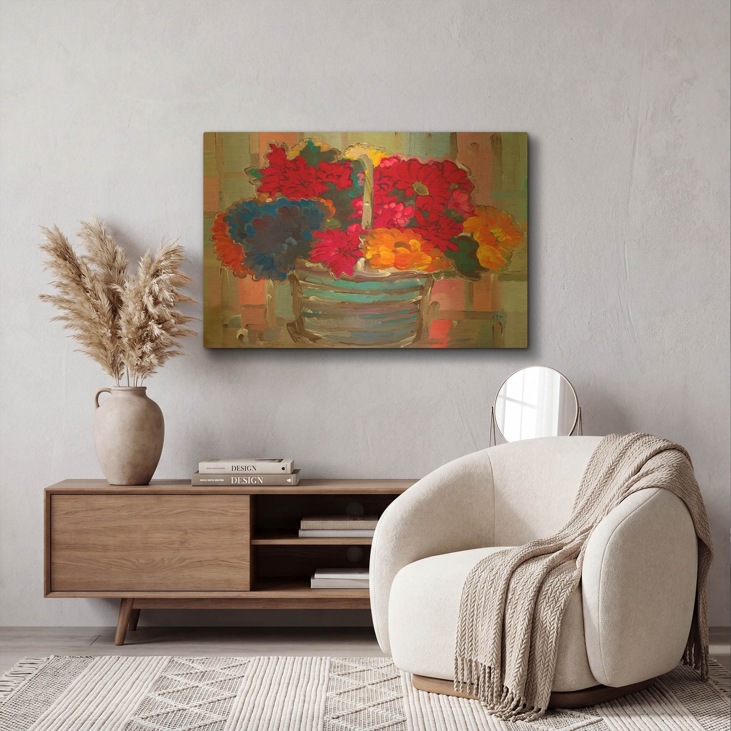 'Basket of Flowers II' By Hooshang Khorasani Gold Metal Wall Art
