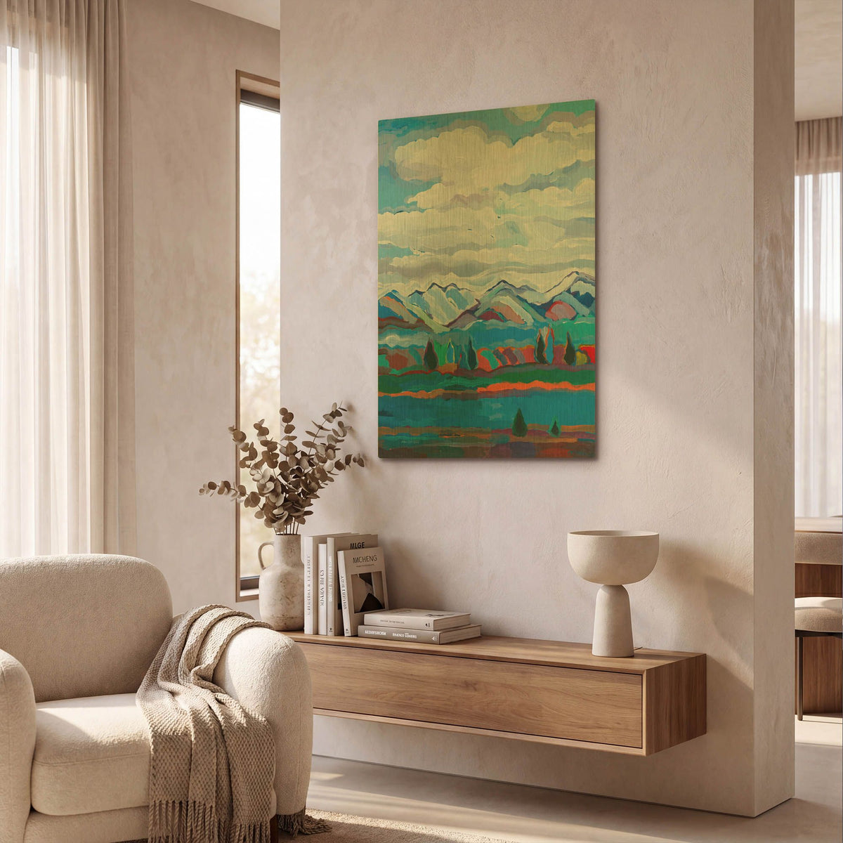 'Color and Clouds #6' By Hooshang Khorasani Gold Metal Wall Art
