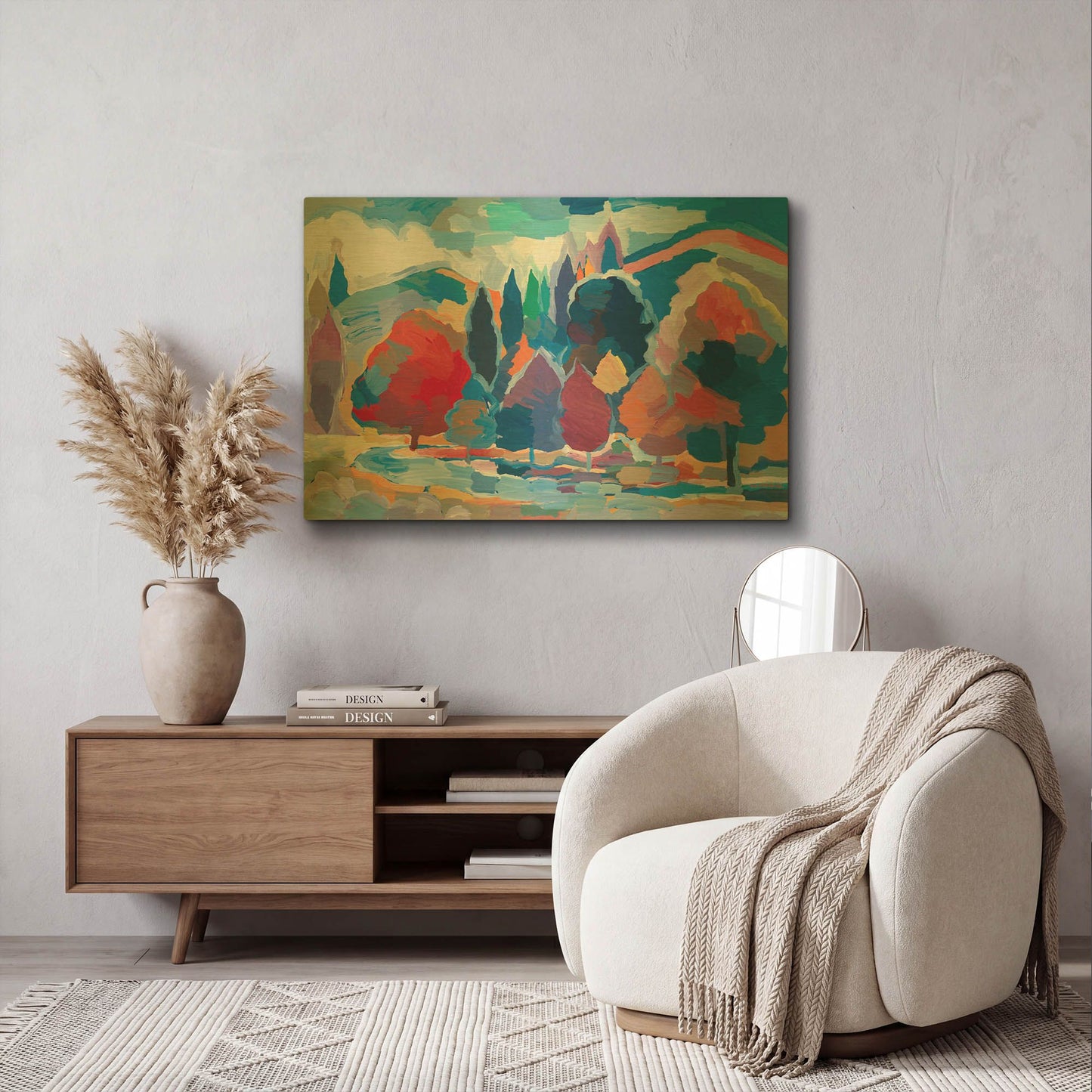 'Stream Side Gathering #2' By Hooshang Khorasani Gold Metal Wall Art