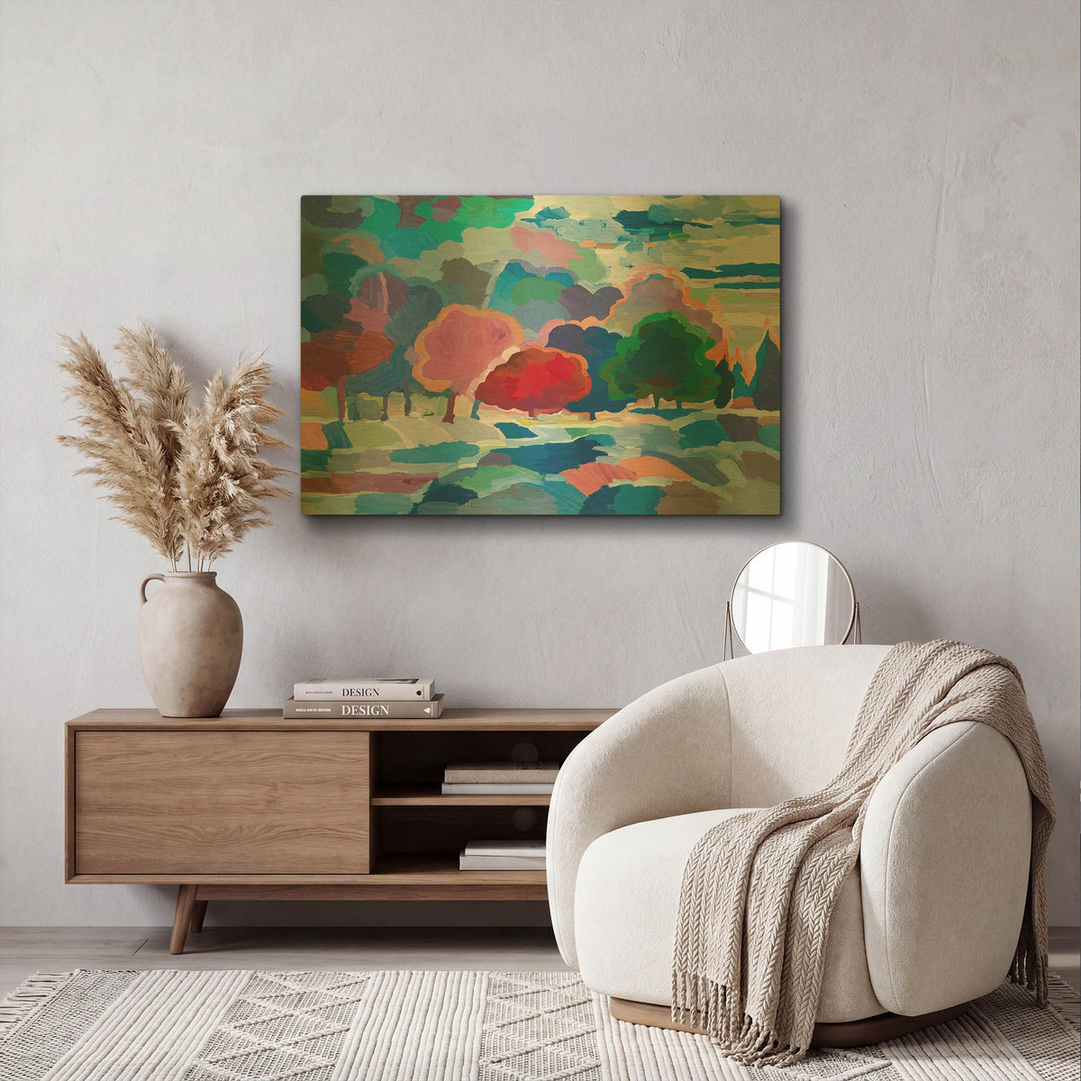 'Stream Side Gathering' By Hooshang Khorasani Gold Metal Wall Art