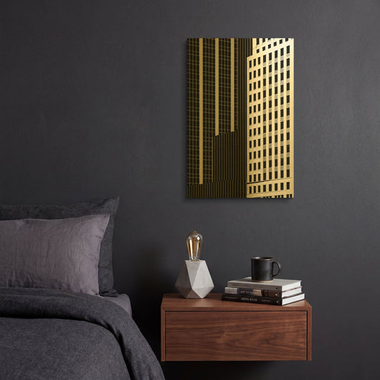 'NYC in Pure B&W II' By Jeff Pica Gold Metal Wall Art