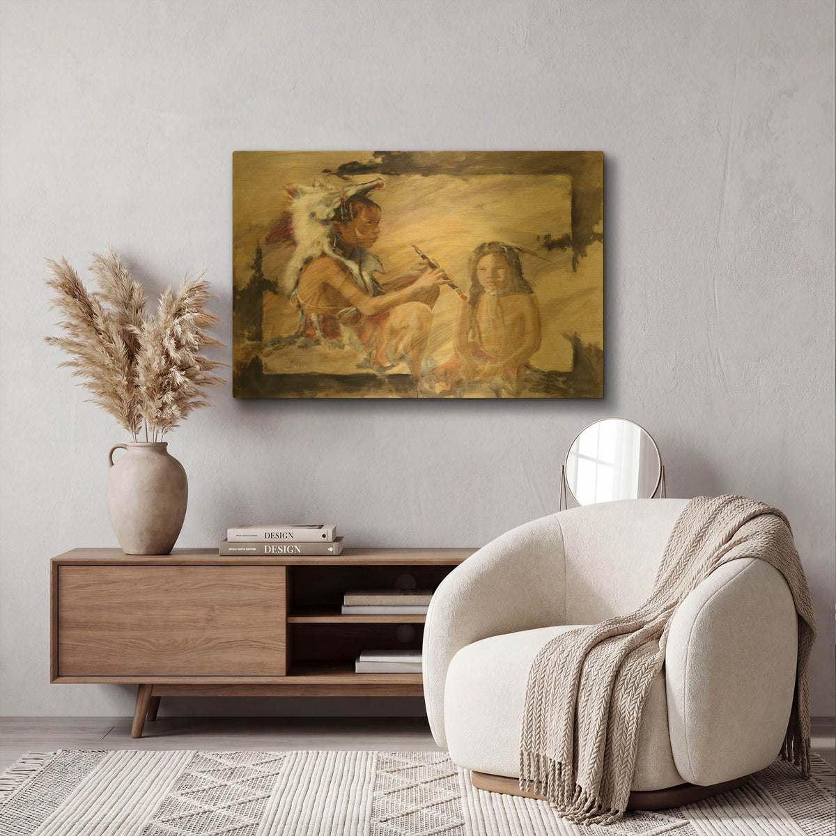 'J J & Wapila On The Cheyenne' By J. E. Knauf Gold Metal Wall Art