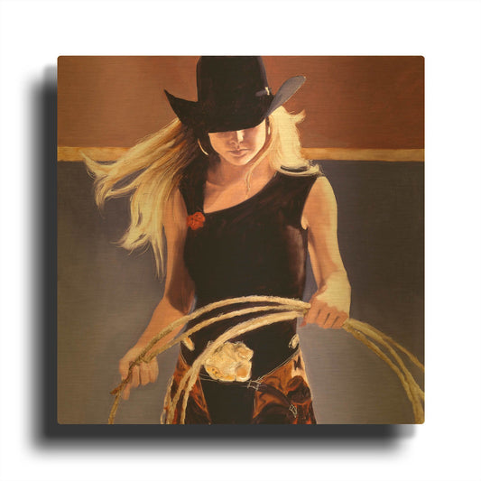 'Ropin' By J. E. Knauf Gold Metal Wall Art