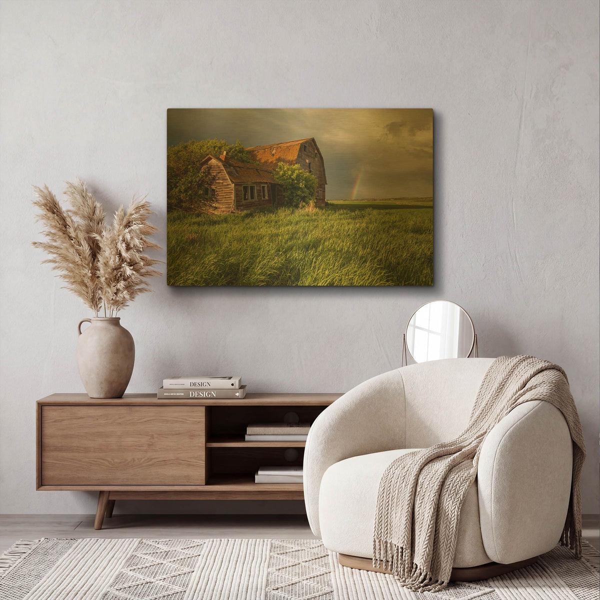 'Barn Sunset 2' By Joe Reimer Photography Gold Metal Wall Art