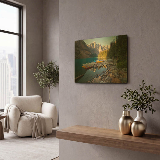 'Moraine Lake 3' By Joe Reimer Photography Gold Metal Wall Art