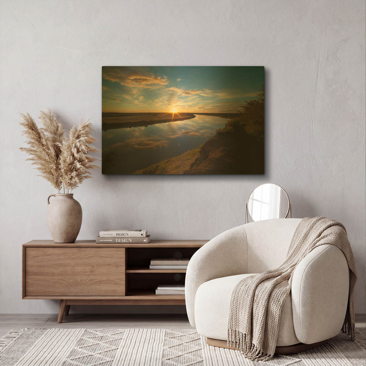 'River Sunset 1' By Joe Reimer Photography Gold Metal Wall Art