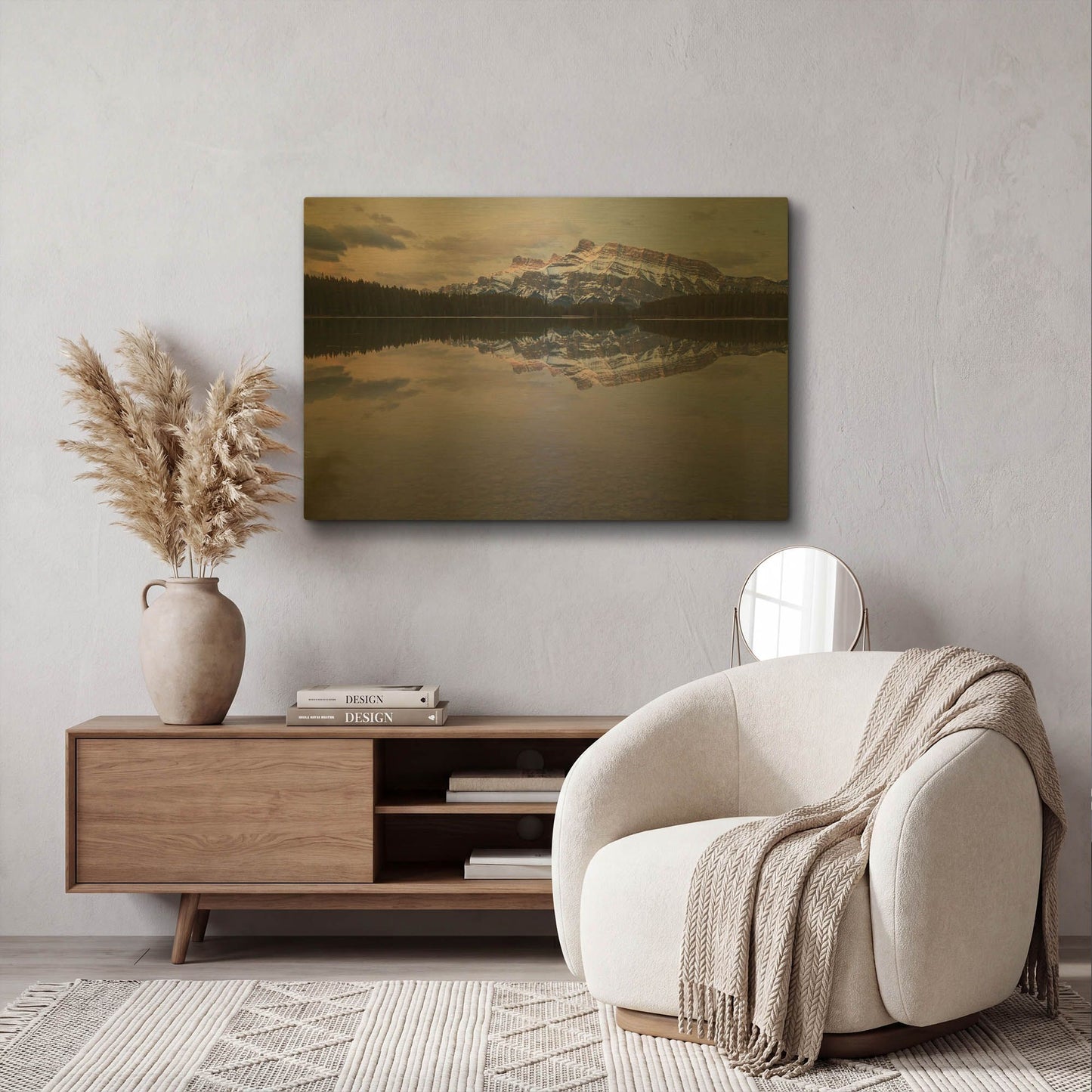 'Two Jack Lake 1' By Joe Reimer Photography Gold Metal Wall Art