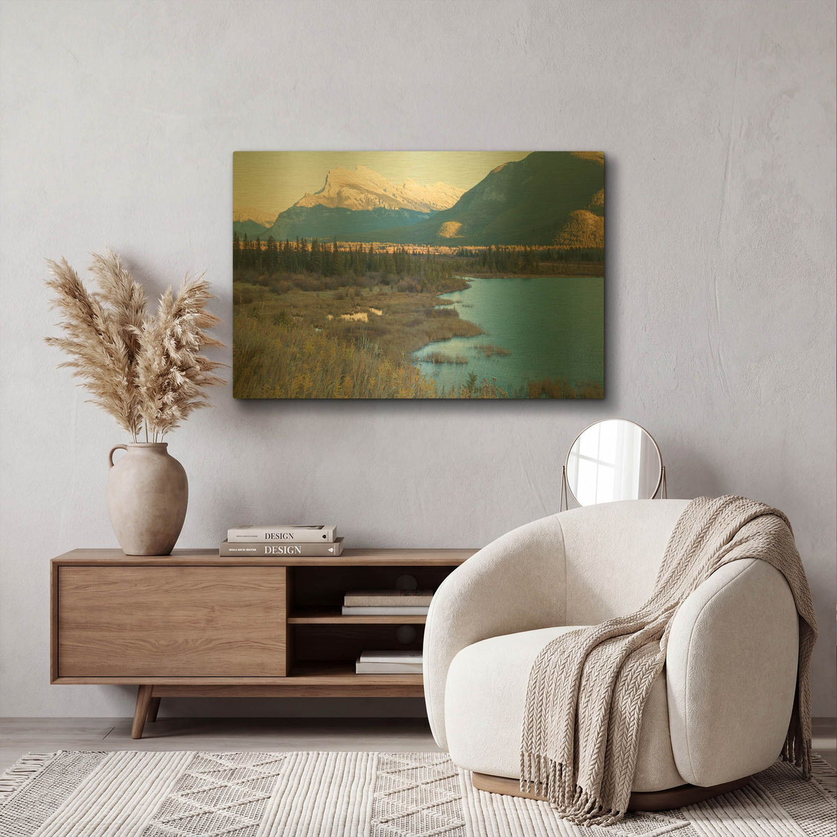 'Vermillion Lakes 1' By Joe Reimer Photography Gold Metal Wall Art