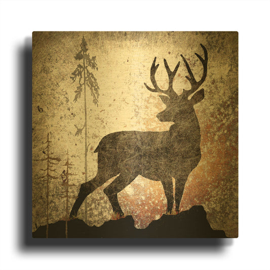 'Calling Deer' By Lightbox Journal Gold Metal Wall Art