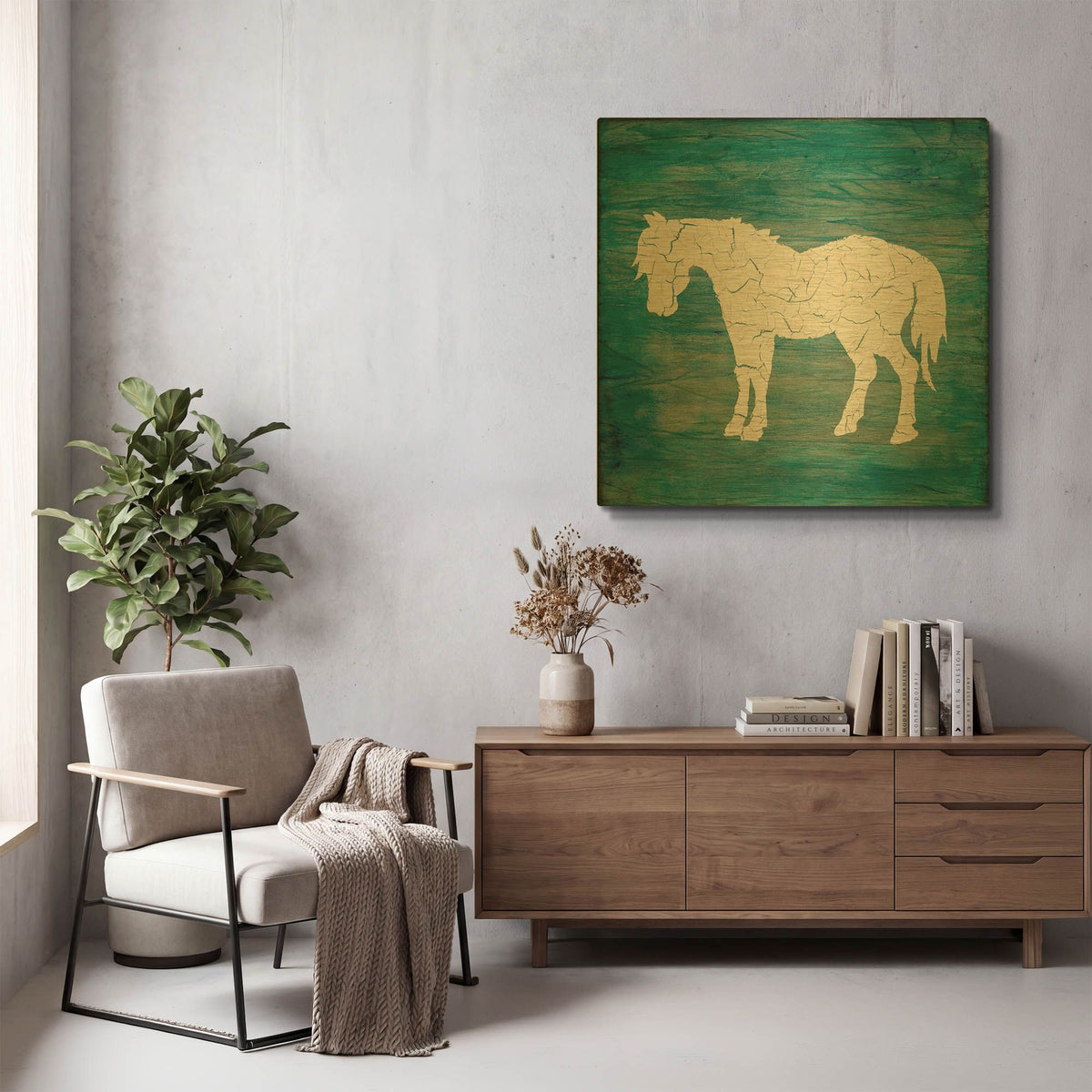 'Farm Horse' By Lightbox Journal Gold Metal Wall Art
