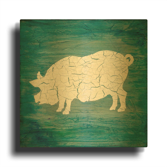 'Farm Pig' By Lightbox Journal Gold Metal Wall Art