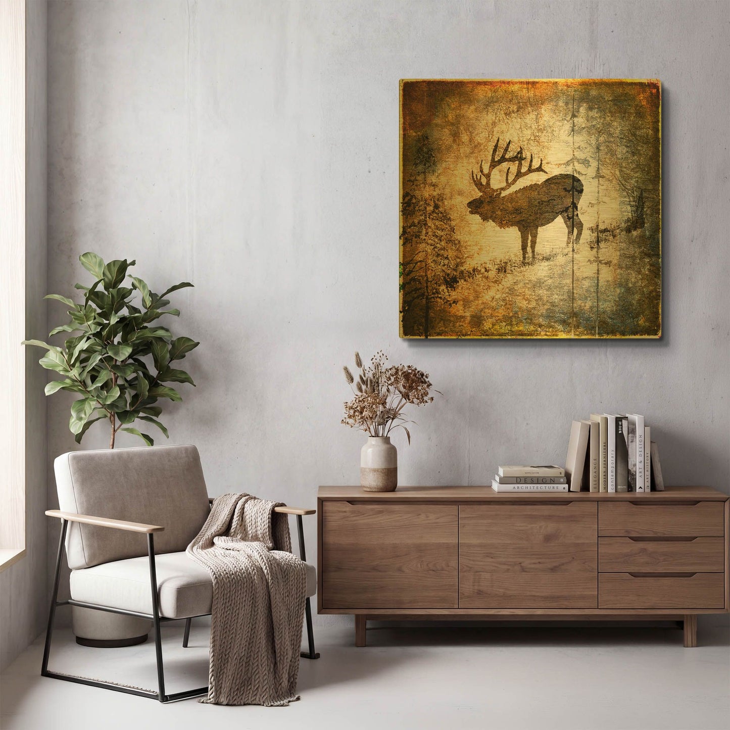 'High Country Elk' By Lightbox Journal Gold Metal Wall Art