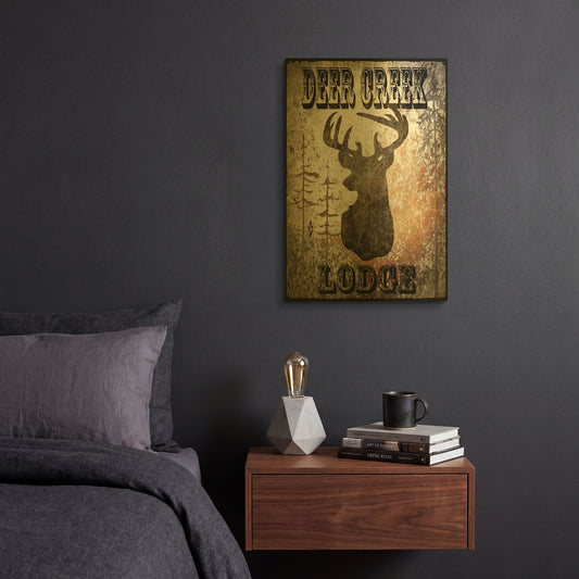 'Lodge Deer Creek Lodge' By Lightbox Journal Gold Metal Wall Art
